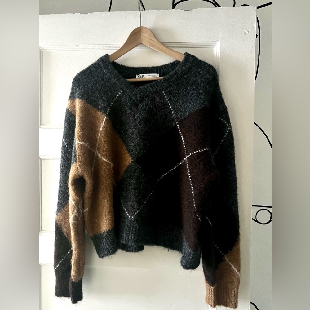 Zara Argyle Sweater
